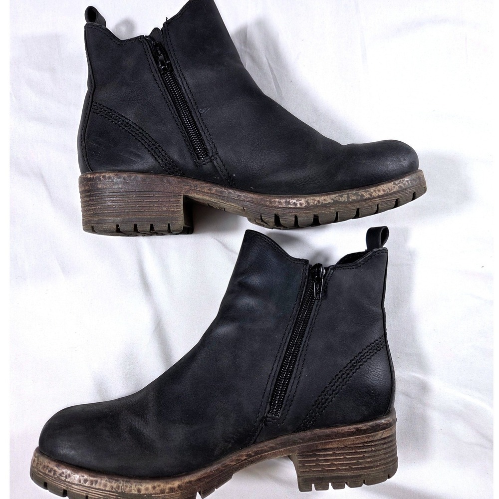 Crown Vintage Blondy Chelsea Black Ankle Boots Zipper Chelsea